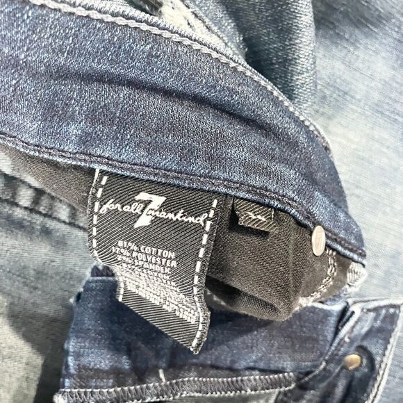 7 For All Mankind The Straight Jeans Mens 34x28 Blue Denim Distressed Casual - Picture 4 of 8